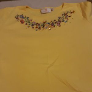 Women's Yellow 3/4 Sleeved Top Quacker Factory XL